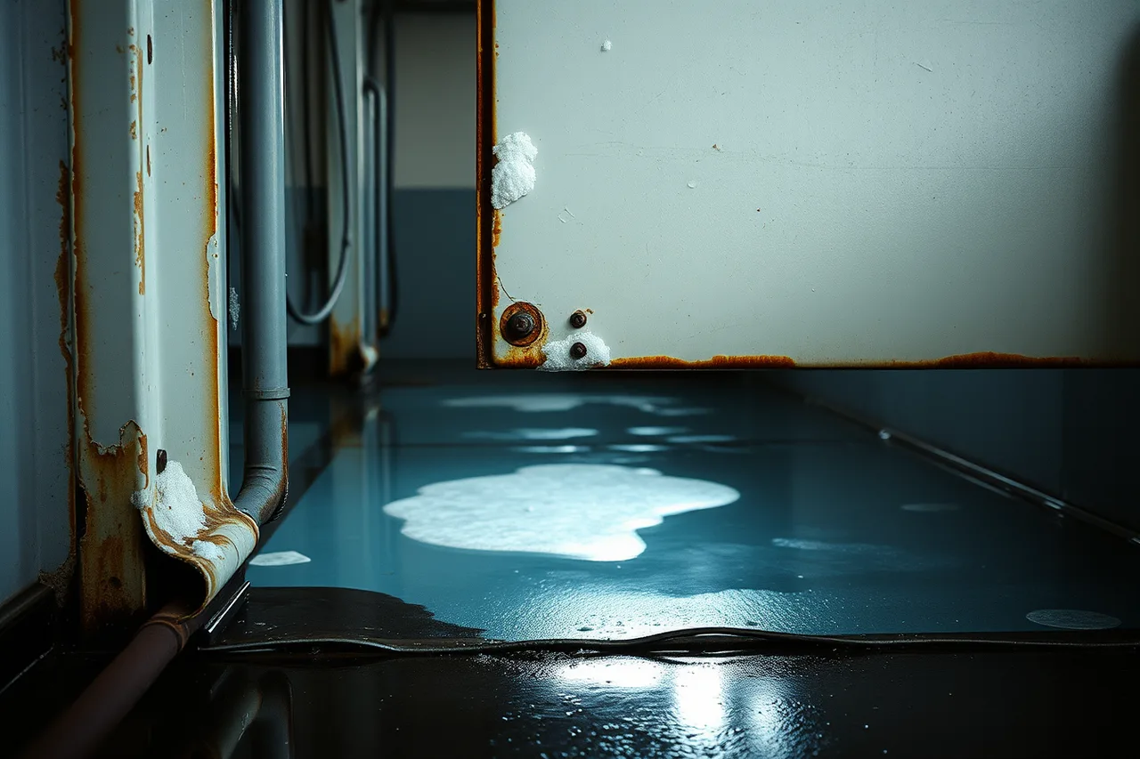 Chloride salt staining and rust on car wash bay equipment (Canadian winter bay practice vs US northern car wash operations)