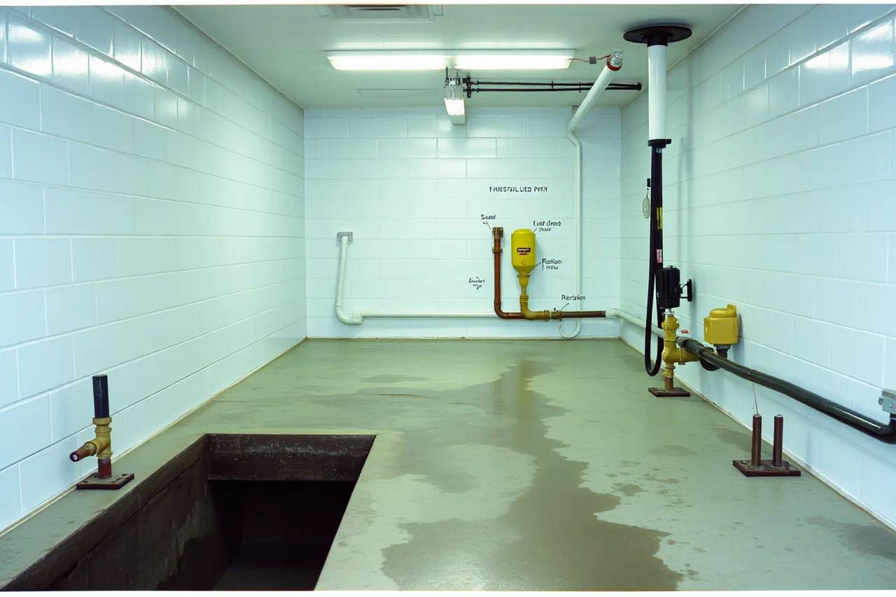 Trench drain, interceptor, and reclaim lines inside a car wash bay (What car wash insurance covers, and what it leaves out)