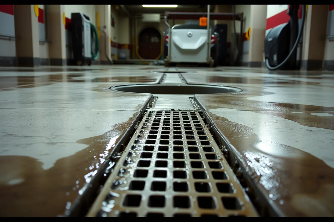 Car wash trench drain and interceptor pit in a wet bay (Reading car wash licensing and compliance with a sceptical eye)