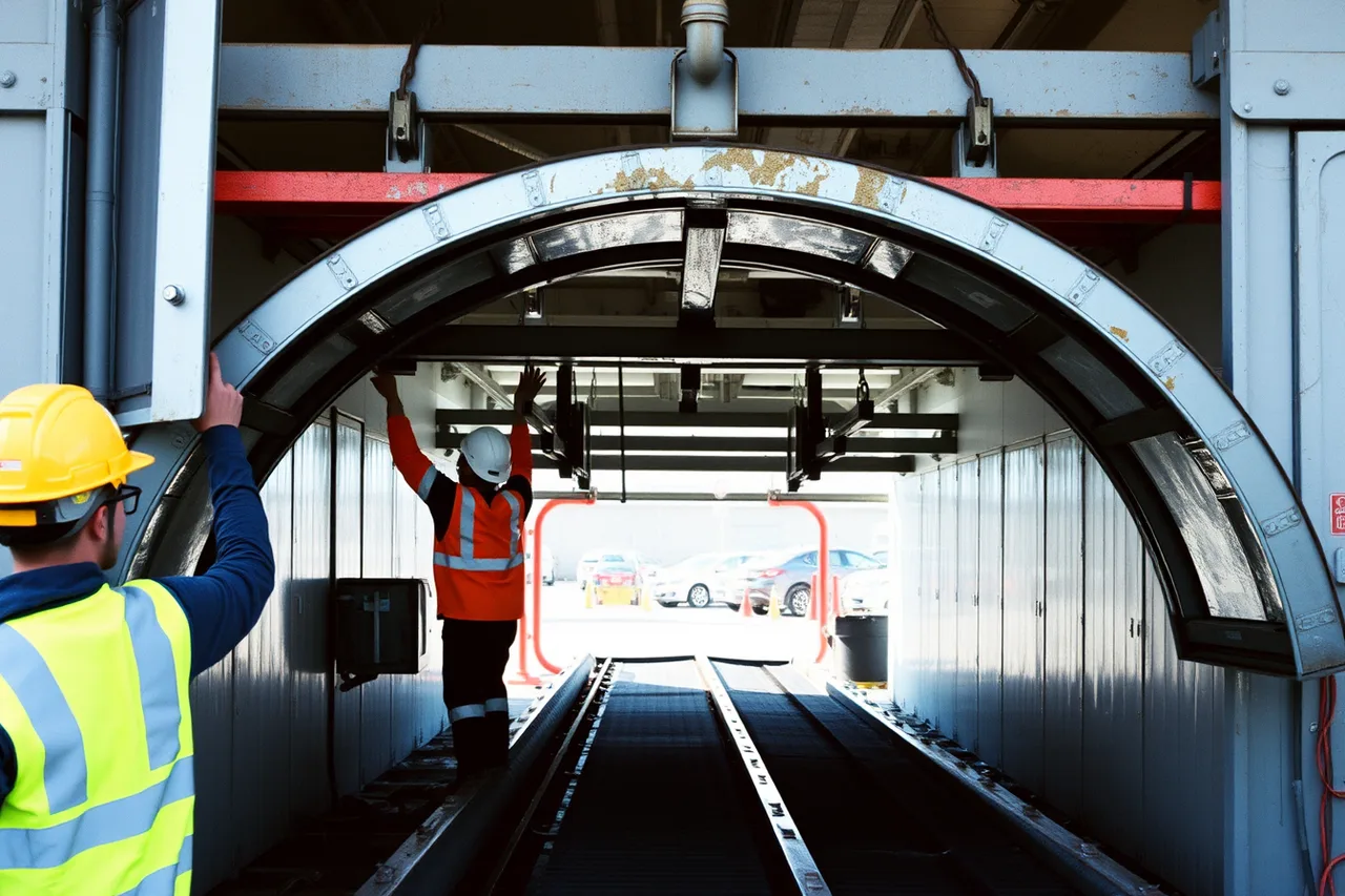 Workers installing a tunnel arch over a car wash conveyor line (How IRS Section 179 and bonus depreciation cut car wash equipment costs)